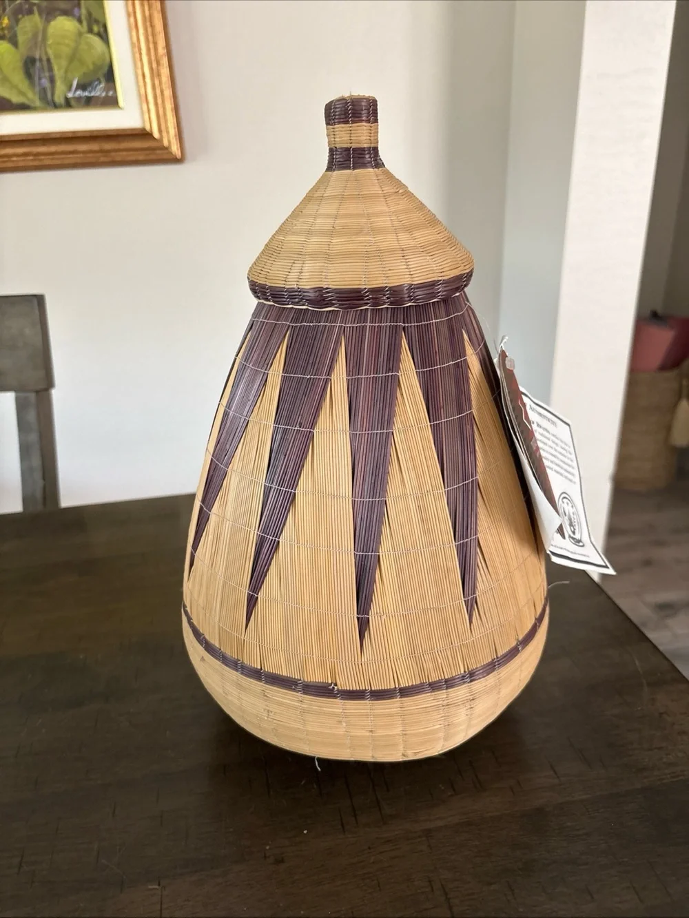 African Rwanda  Tutti Hand Woven Geometric Folk Art Basket